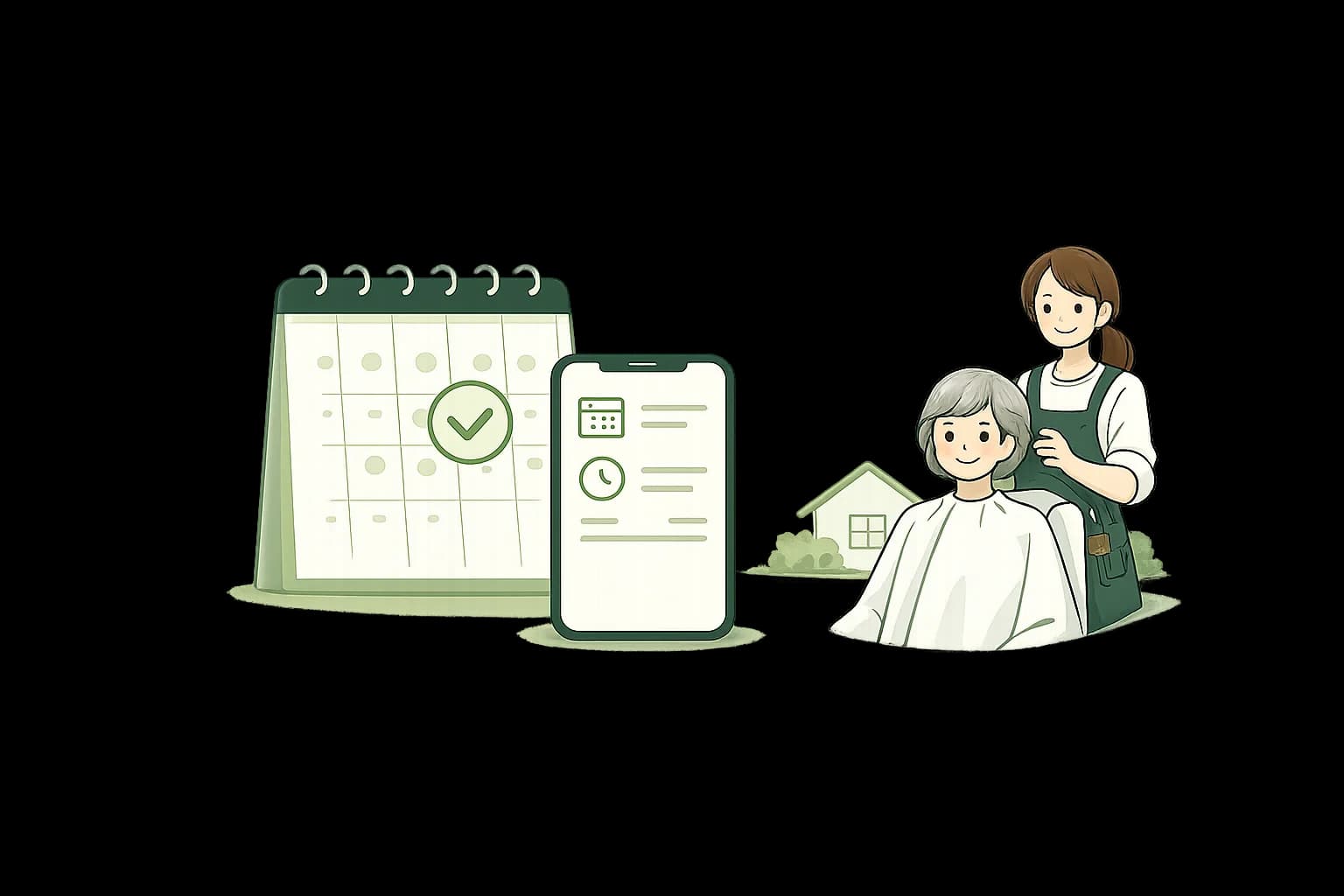 メニュー・日程を選んで問い合わせするイメージのイラスト